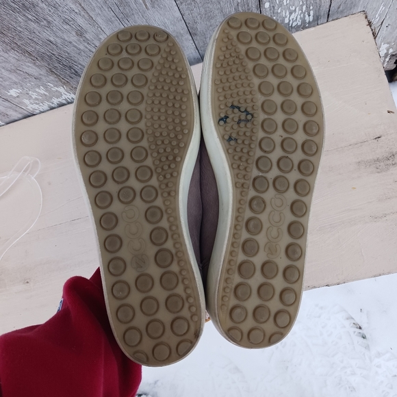 ECCO Soft 7 Shoes Women's 38 EU  US 8/8.5  Leather Sneakers Lace Up Beige - Picture 8 of 8